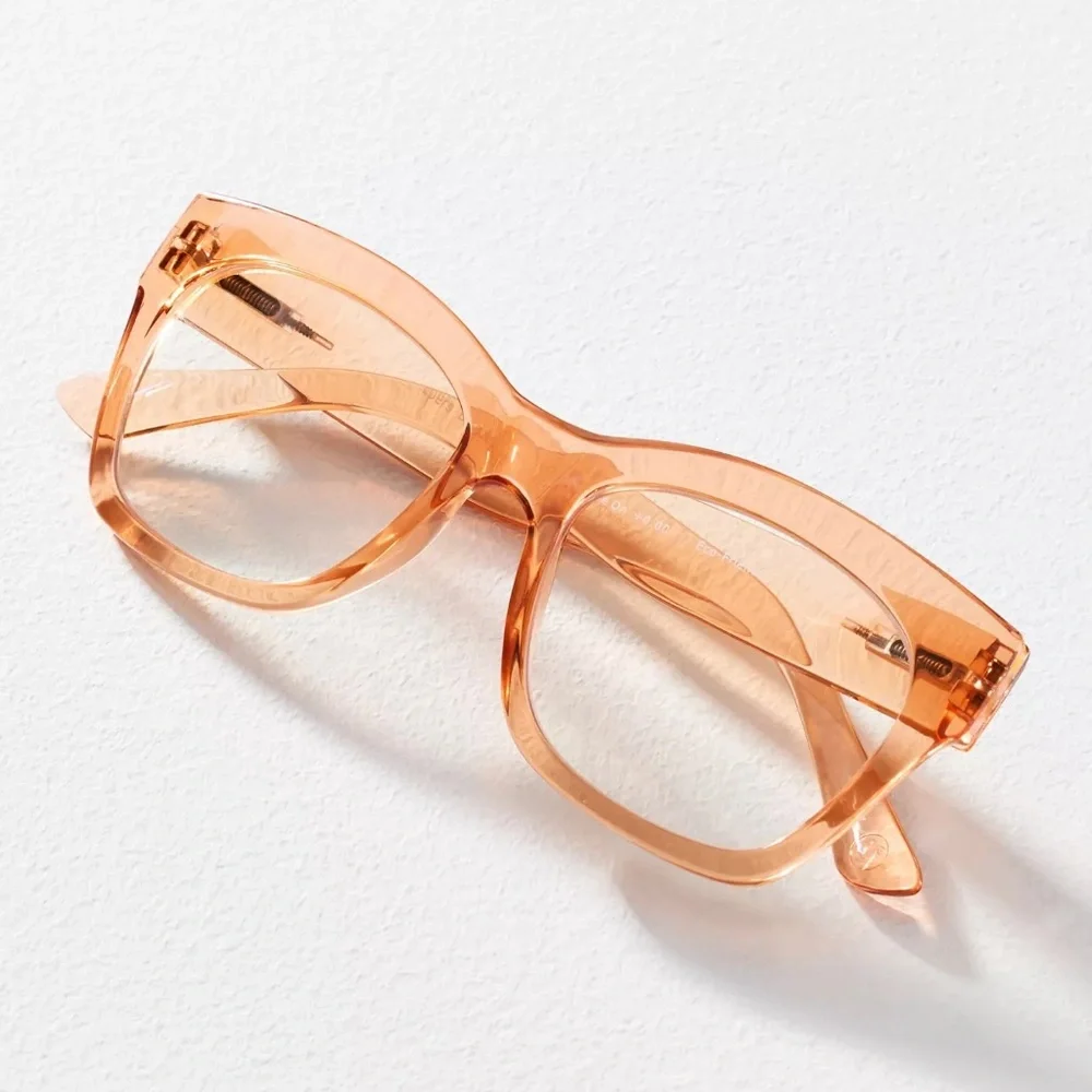 New from Anthropologie Peach‎ Translucent Blue Light Filter Glasses No Strength